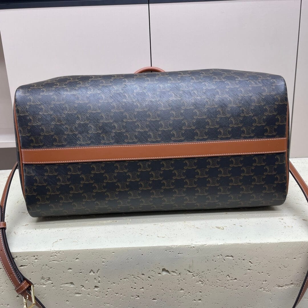 CELINE Medium duffle bag in logo-print calfskin black - Image 5