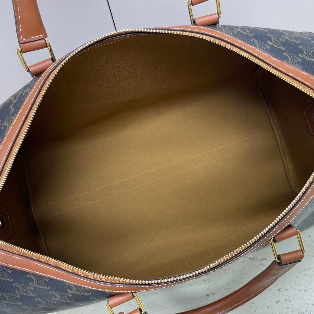 CELINE Medium duffle bag in logo-print calfskin black - Image 8