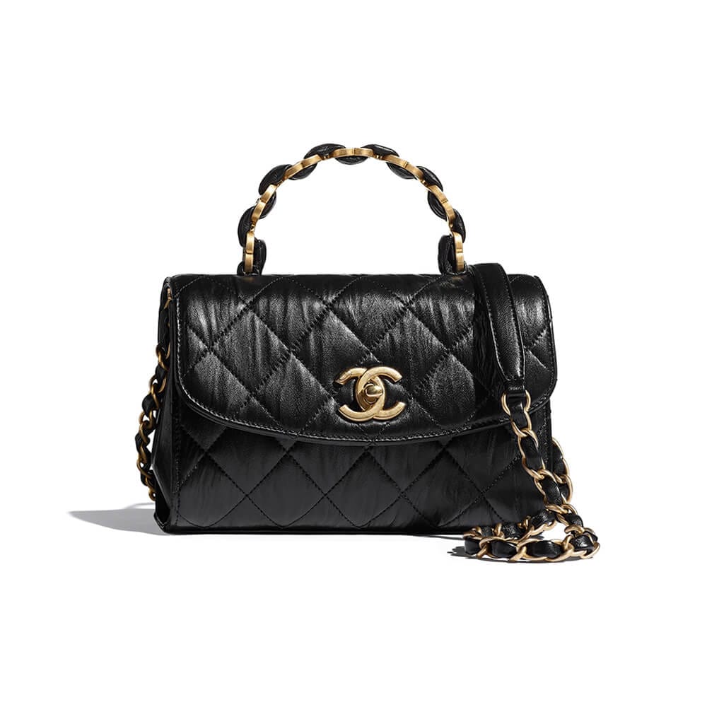 CHANEL Mini Flap Bag with Top Handle black