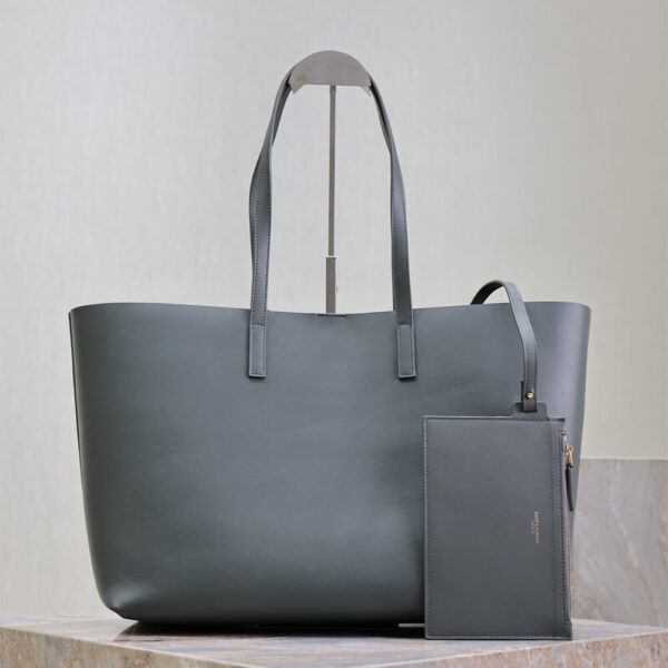 YSL Shopping Saint Laurent leather Medium grey - Image 4