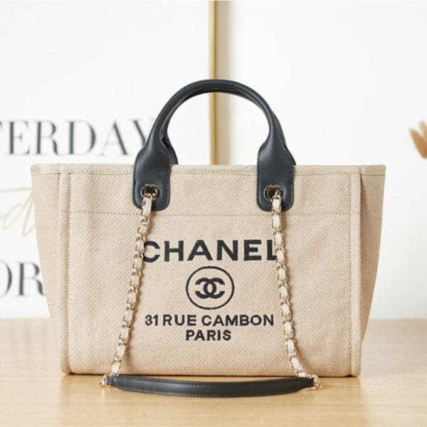 Chanel Small Tote Bag Beige - Image 2