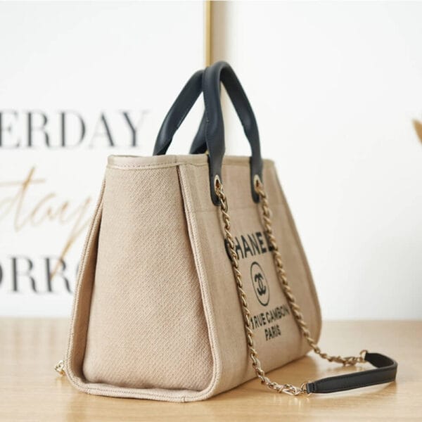 Chanel Small Tote Bag Beige - Image 3