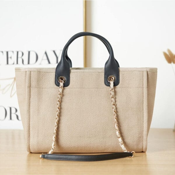 Chanel Small Tote Bag Beige - Image 4