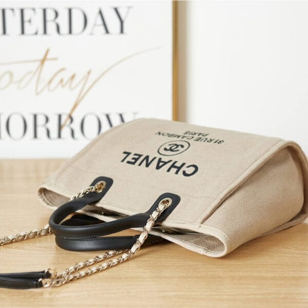 Chanel Small Tote Bag Beige - Image 6
