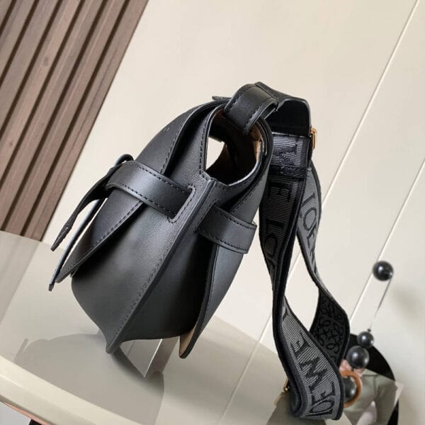 Loewe Small Gate bag in soft calfskin and jacquard black - Image 3