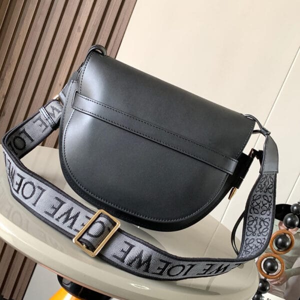 Loewe Small Gate bag in soft calfskin and jacquard black - Image 4