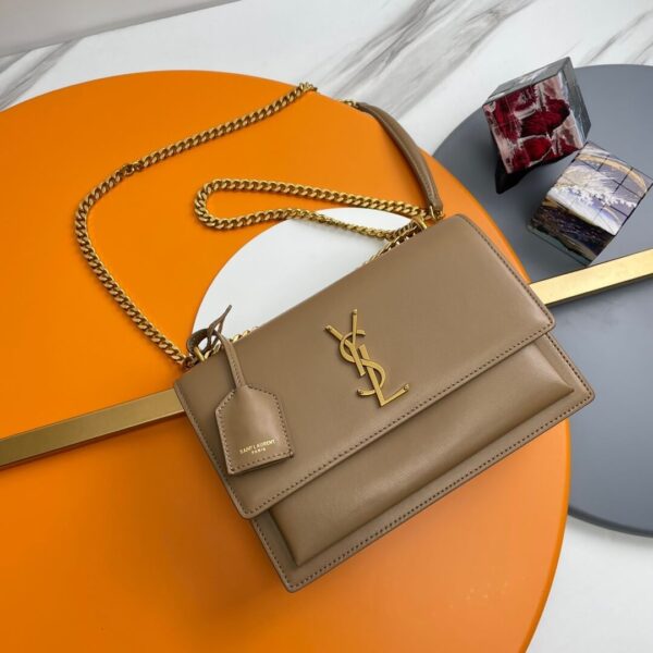 YSL sunset medium leather shoulder bag Khaki - Image 2