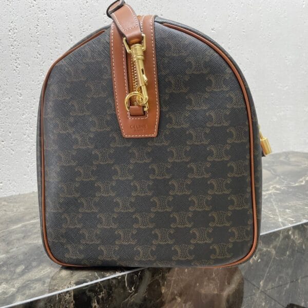 CELINE Medium duffle bag in logo-print calfskin black - Image 3
