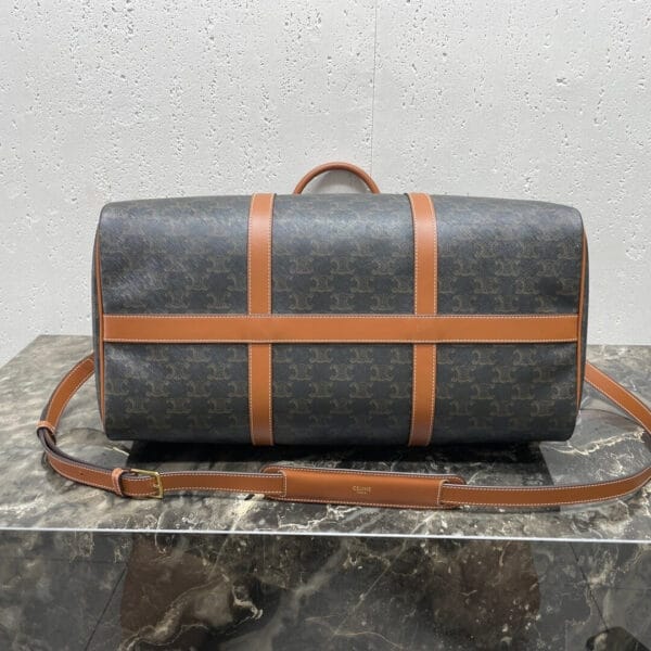 CELINE Medium duffle bag in logo-print calfskin black - Image 5