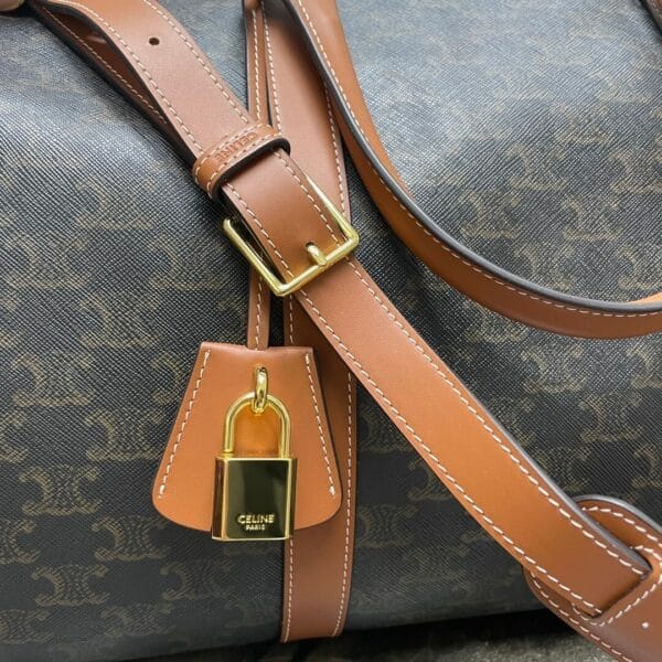CELINE Medium duffle bag in logo-print calfskin black - Image 6