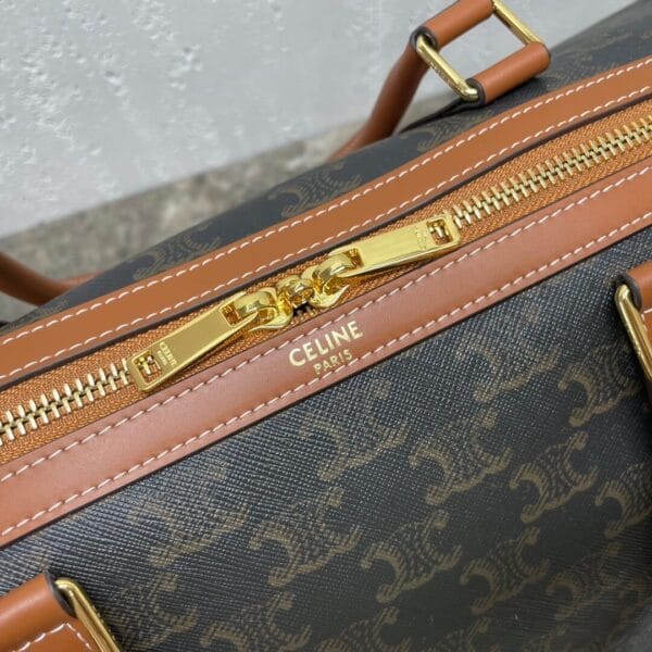 CELINE Medium duffle bag in logo-print calfskin black - Image 7