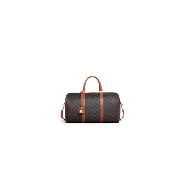 CELINE Medium duffle bag in logo-print calfskin black