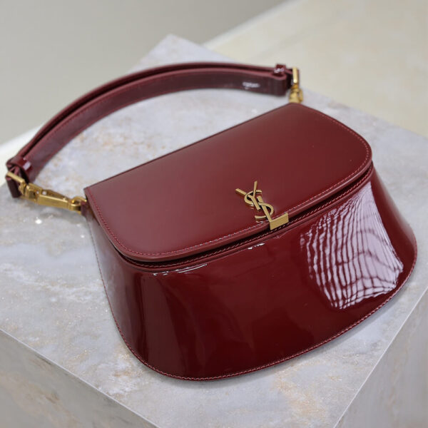 YSL VOLTAIRE TOP HANDLE in patent leather(High-end grade) Red - Image 5