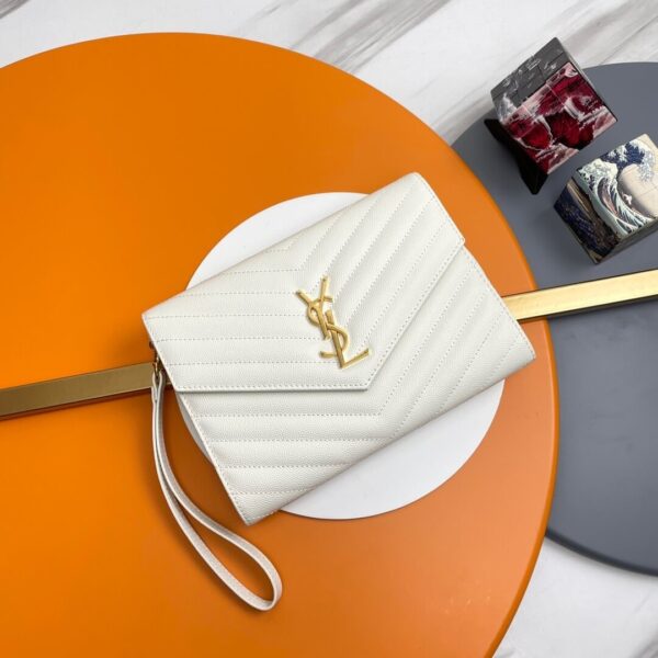 YSL CASSANDRE matelassé leather flap clutch Beige - Image 2