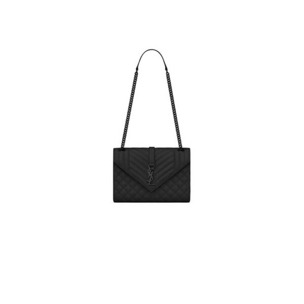 YSL ENVELOPE MEDIUM IN QUILTED GRAIN DE POUDRE EMBOSSED LEATHER black