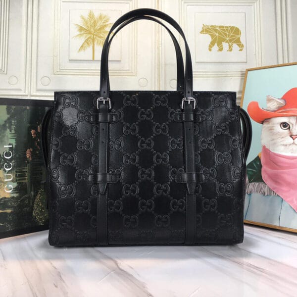 GG embossed tote bag black - Image 2