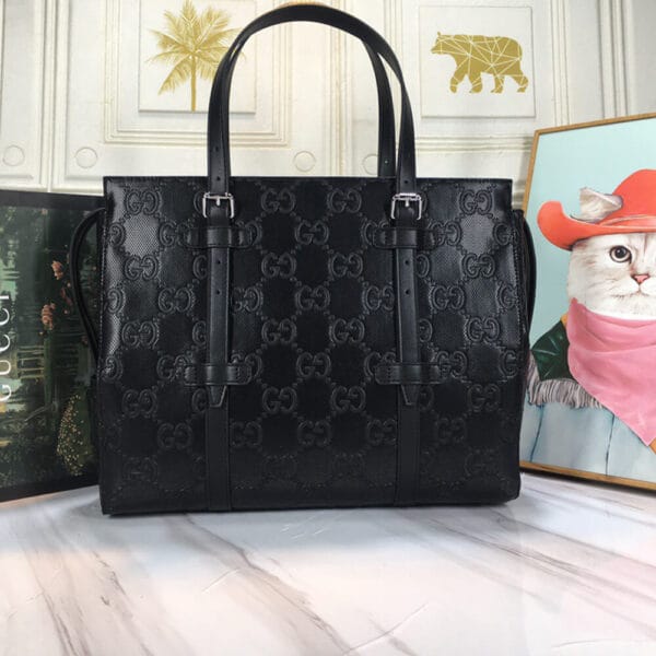 GG embossed tote bag black - Image 4