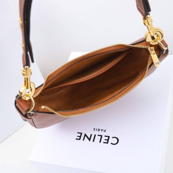 CELINE Medium Ava Shoulder Bag in Smooth Calfskin Khaki - Image 8