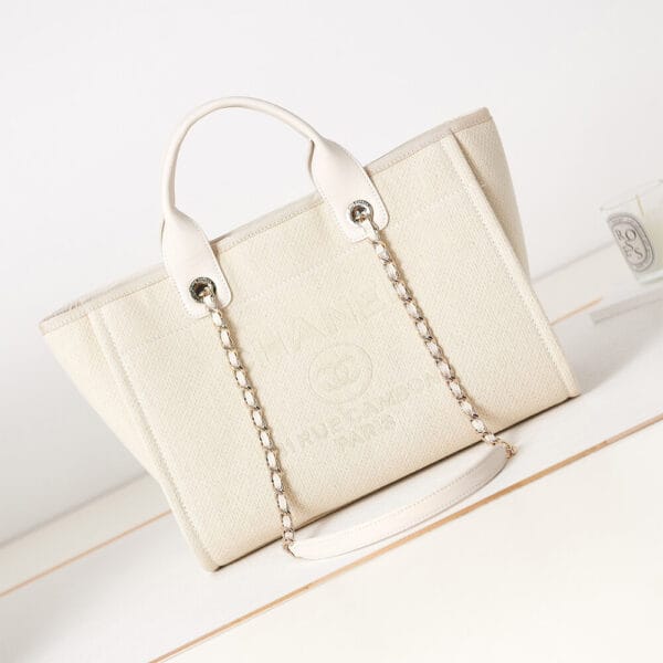 Chanel Small Tote Bag Beige - Image 2