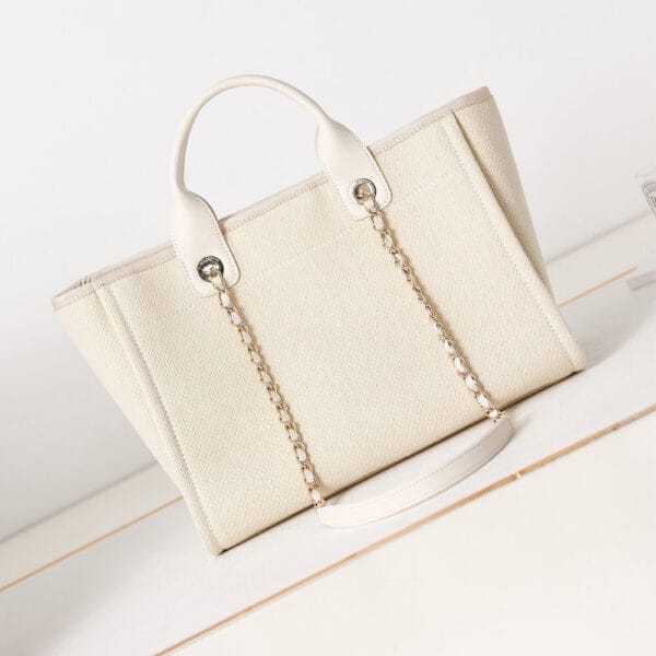 Chanel Small Tote Bag Beige - Image 4