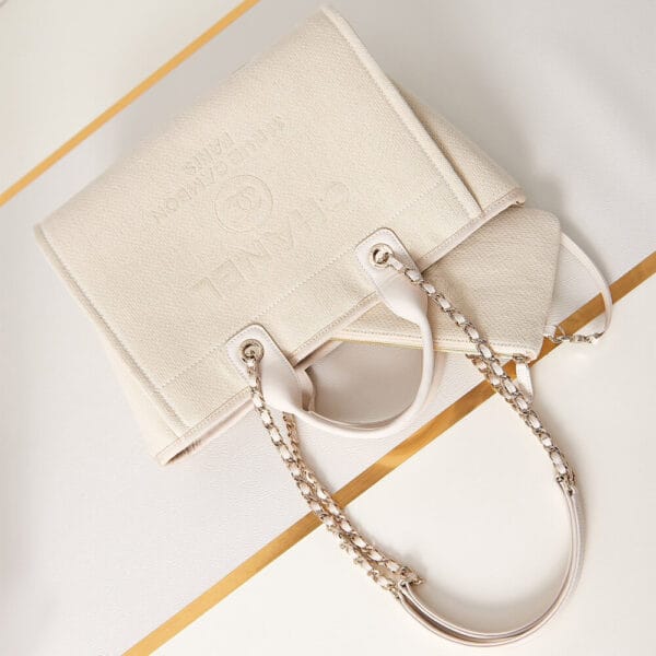 Chanel Small Tote Bag Beige - Image 7