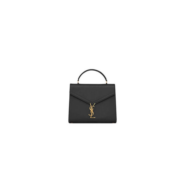 YSL CASSANDRA Medium Grainy Embossed Leather Top Handle Bag black