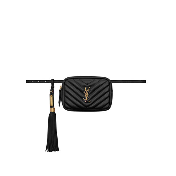 YSL LOU BELT BAG IN MATELASSE LEATHER black