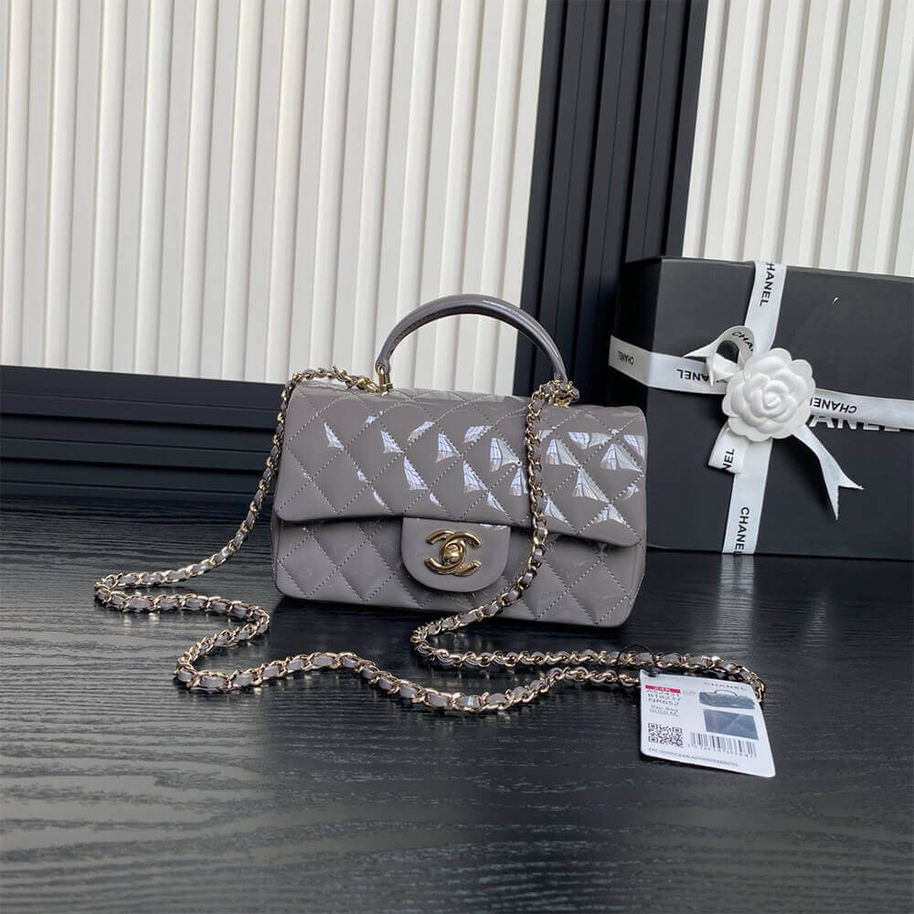 CHANEL Mini Classic Handbag With Top Handle Medium grey - Image 2