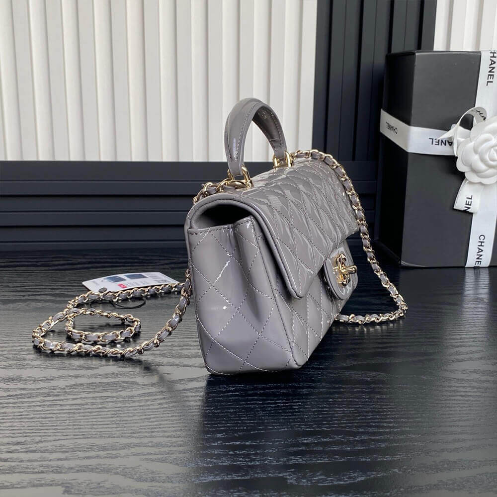 CHANEL Mini Classic Handbag With Top Handle Medium grey - Image 3