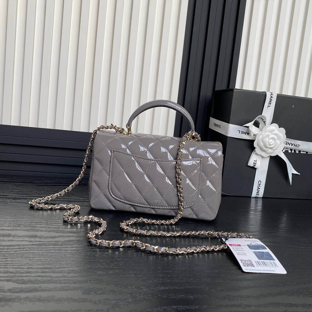 CHANEL Mini Classic Handbag With Top Handle Medium grey - Image 4