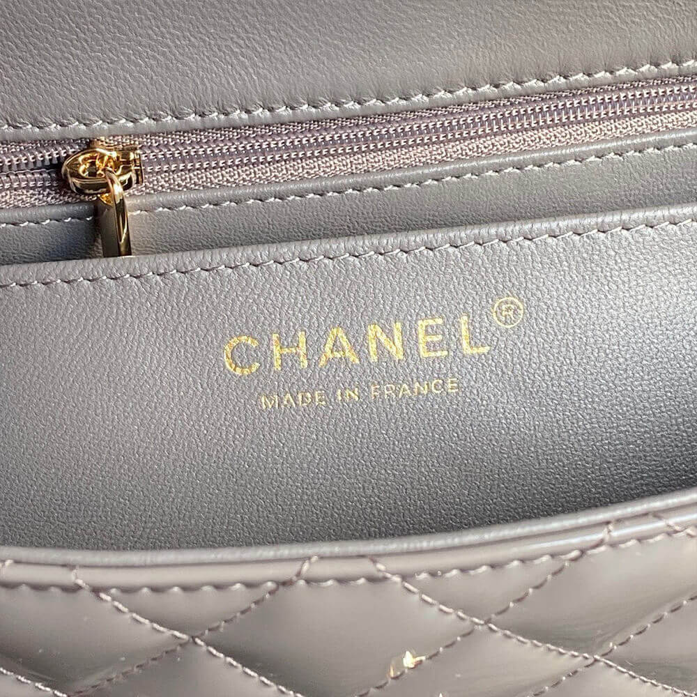 CHANEL Mini Classic Handbag With Top Handle Medium grey - Image 7