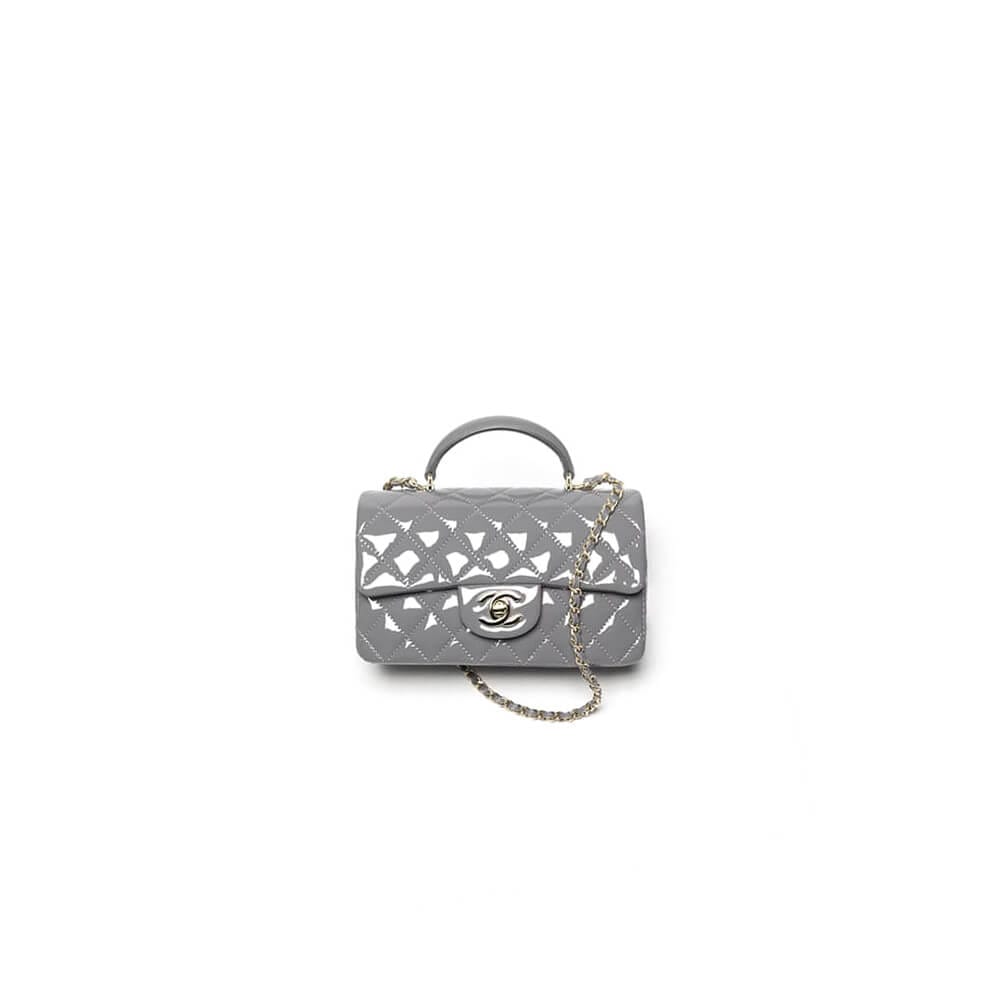 CHANEL Mini Classic Handbag With Top Handle Medium grey