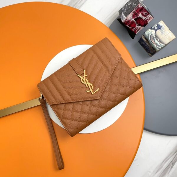 YSL CASSANDRE matelassé leather flap clutch Khaki - Image 2