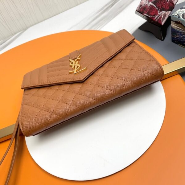 YSL CASSANDRE matelassé leather flap clutch Khaki - Image 6