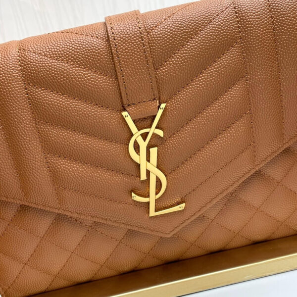 YSL CASSANDRE matelassé leather flap clutch Khaki - Image 7