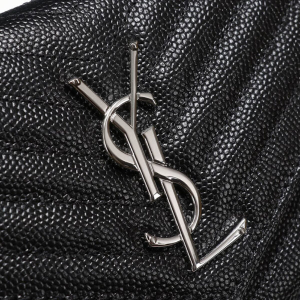 Saint Laurent Chain-strap YSL-plaque grained-leather wallet black - Image 5