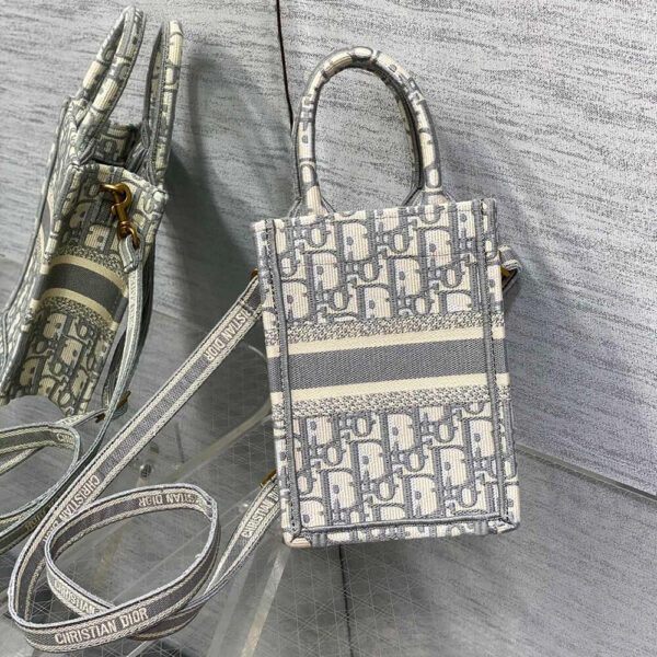 Mini Vertical Dior Book Tote Lake Blue - Image 4