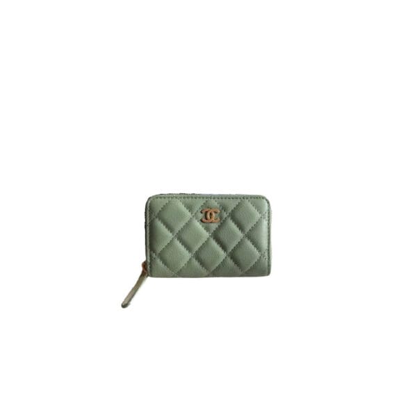 Chanel Classic Zipper Coin Wallet Dark Olive