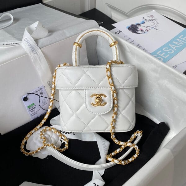 Chanel 23S handle cosmetic bag(high-end grade) Beige - Image 2