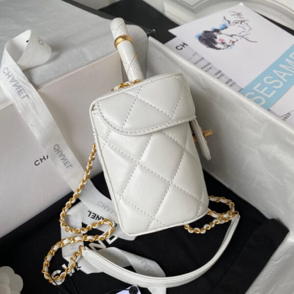 Chanel 23S handle cosmetic bag(high-end grade) Beige - Image 3
