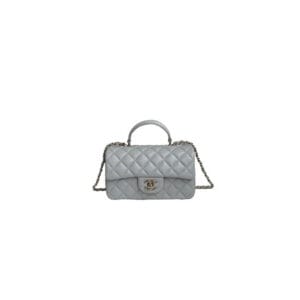 CHANEL Mini Classic Handbag With Top Handle Lake Blue