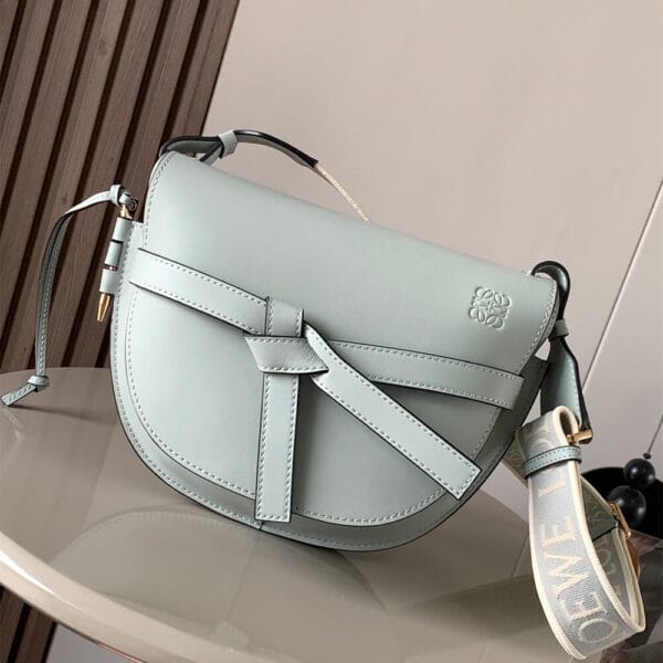 Loewe Small Gate bag in soft calfskin and jacquard Green - Image 2