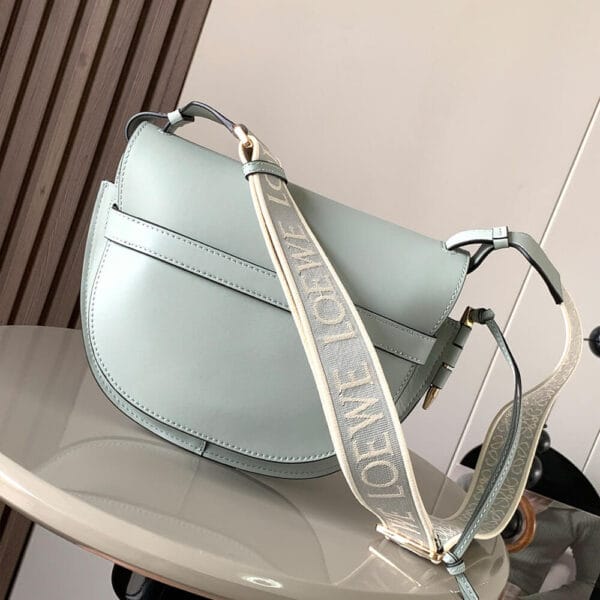 Loewe Small Gate bag in soft calfskin and jacquard Green - Image 4