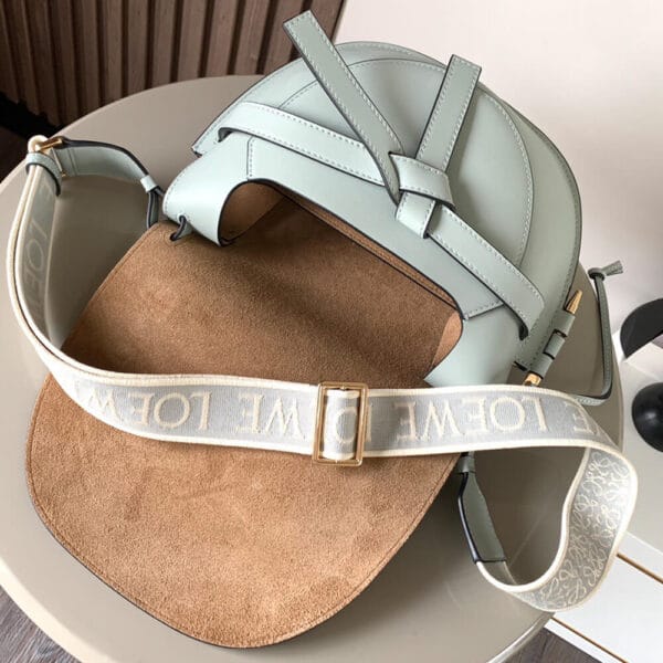 Loewe Small Gate bag in soft calfskin and jacquard Green - Image 8