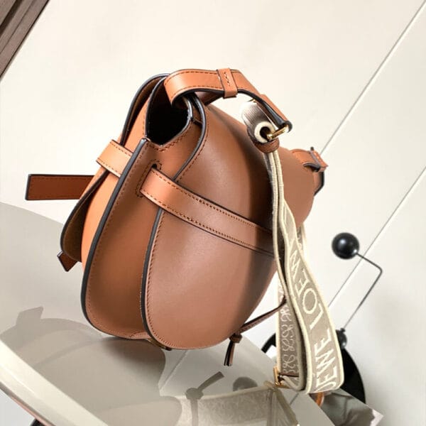 Loewe Small Gate bag in soft calfskin and jacquard Khaki - Image 3