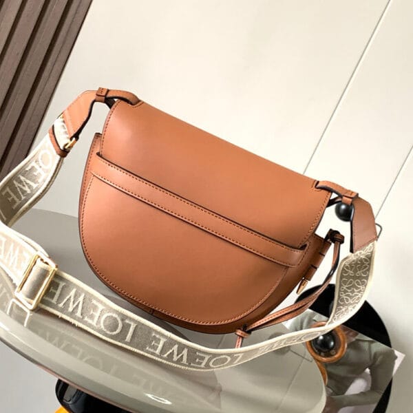 Loewe Small Gate bag in soft calfskin and jacquard Khaki - Image 4