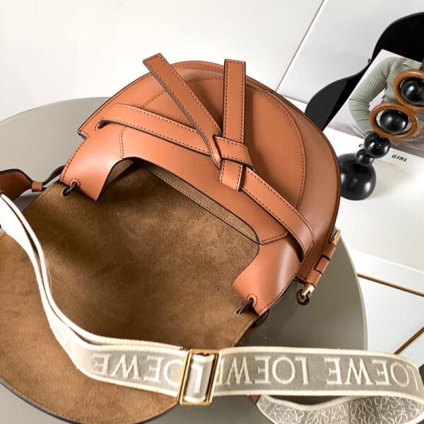 Loewe Small Gate bag in soft calfskin and jacquard Khaki - Image 8