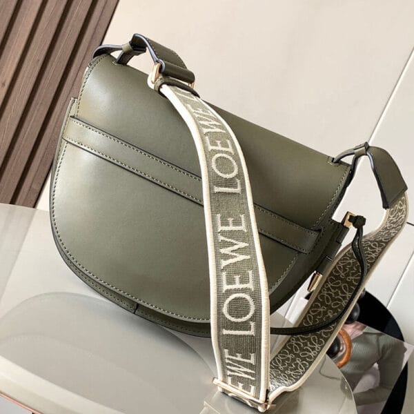Loewe Small Gate bag in soft calfskin and jacquard black - Image 4
