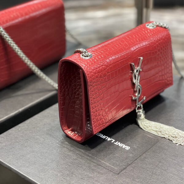 YSL KATE EMBOSSED SHOULDER BAG Red - Image 3