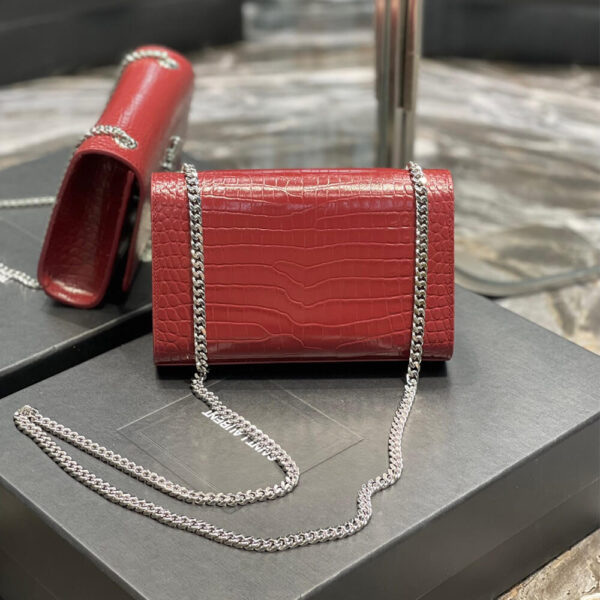 YSL KATE EMBOSSED SHOULDER BAG Red - Image 4